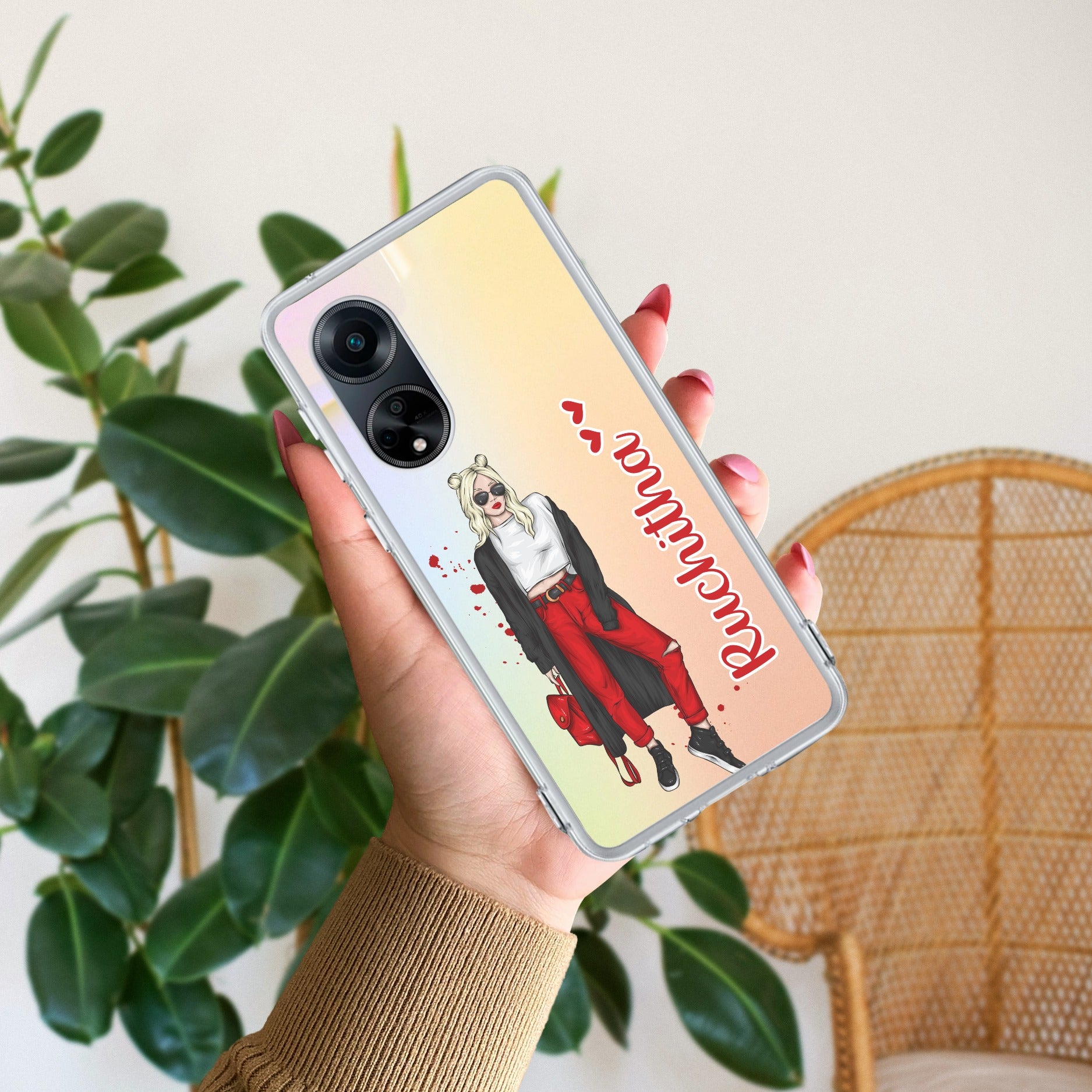 Attitude Girl Customize Anti Yellow Case For Oppo Reno 8T 5G