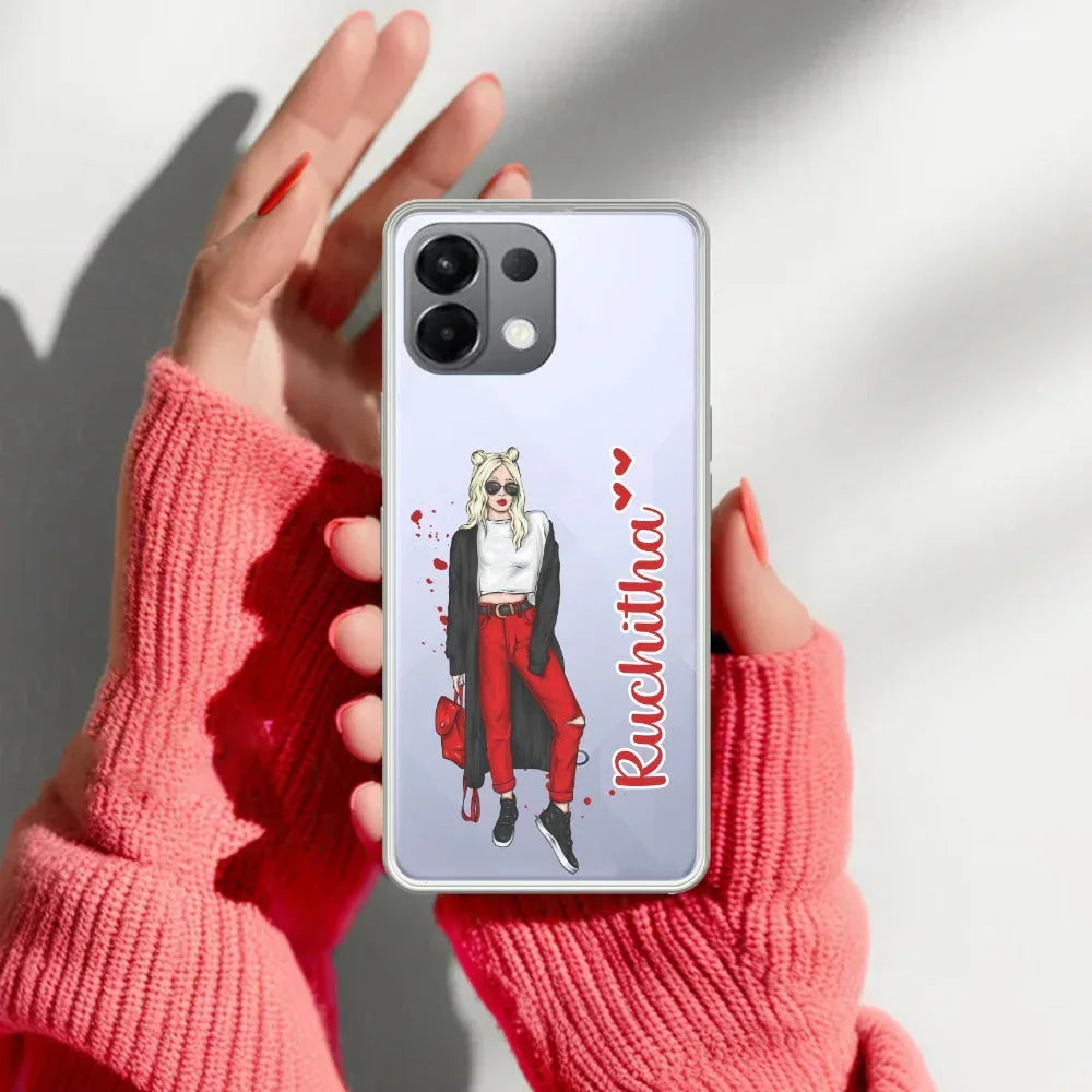 Attitude Girl Customize Transparent Silicon Case For Oppo Reno 13 Pro 5G