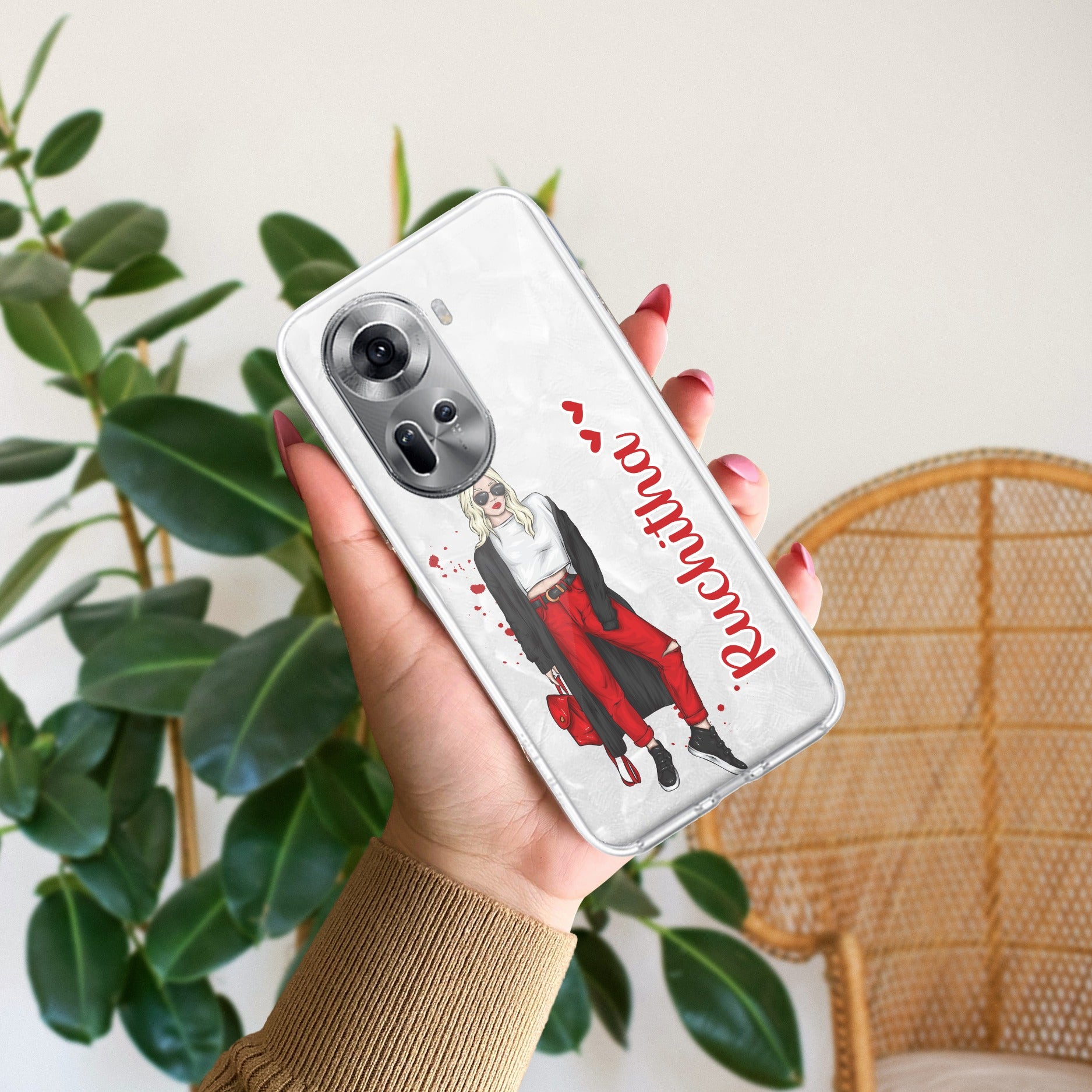 Attitude Girl Customize Anti Yellow Case For Oppo Reno 11 5G