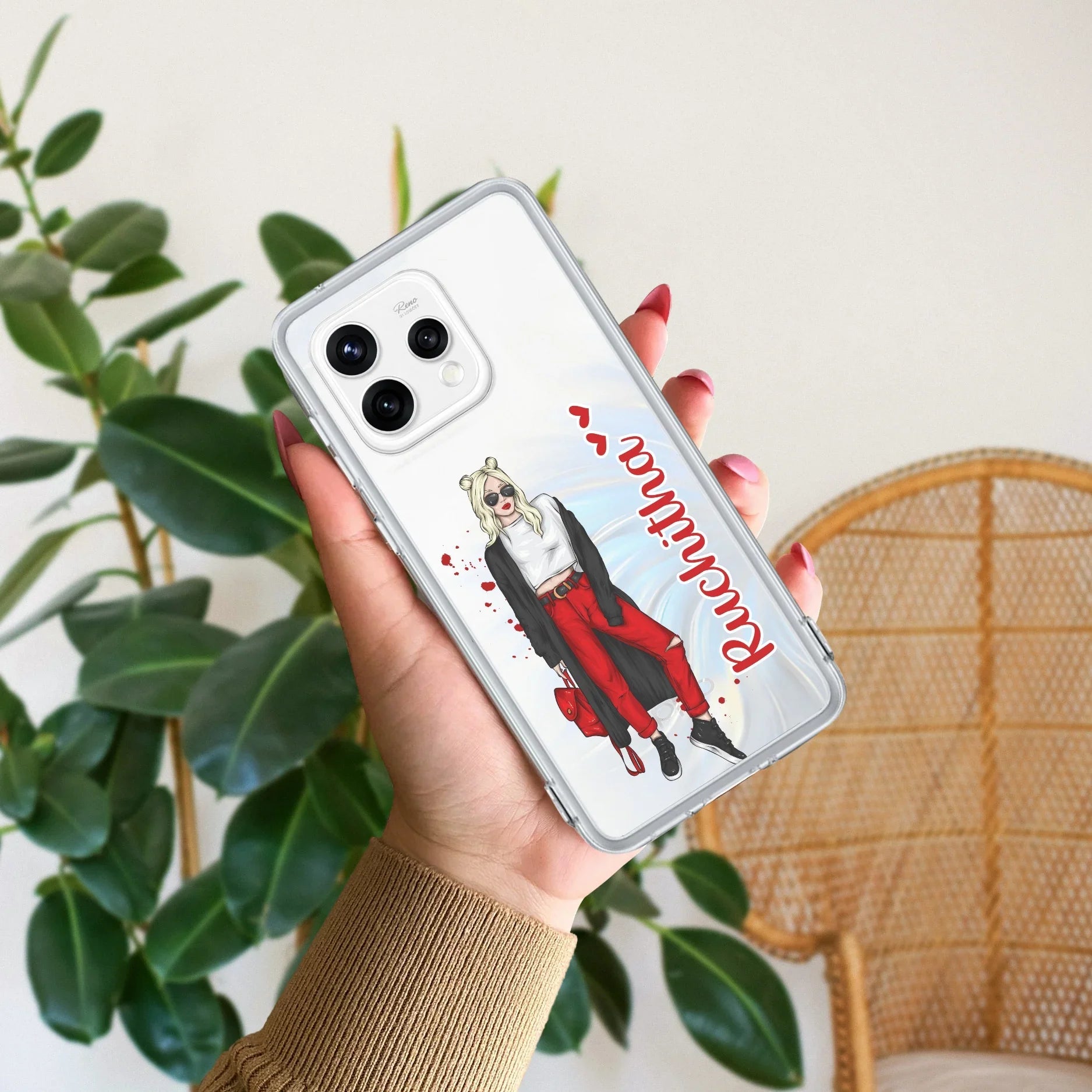 Attitude Girl Customize Anti Yellow Case For Oppo Reno 15 5G
