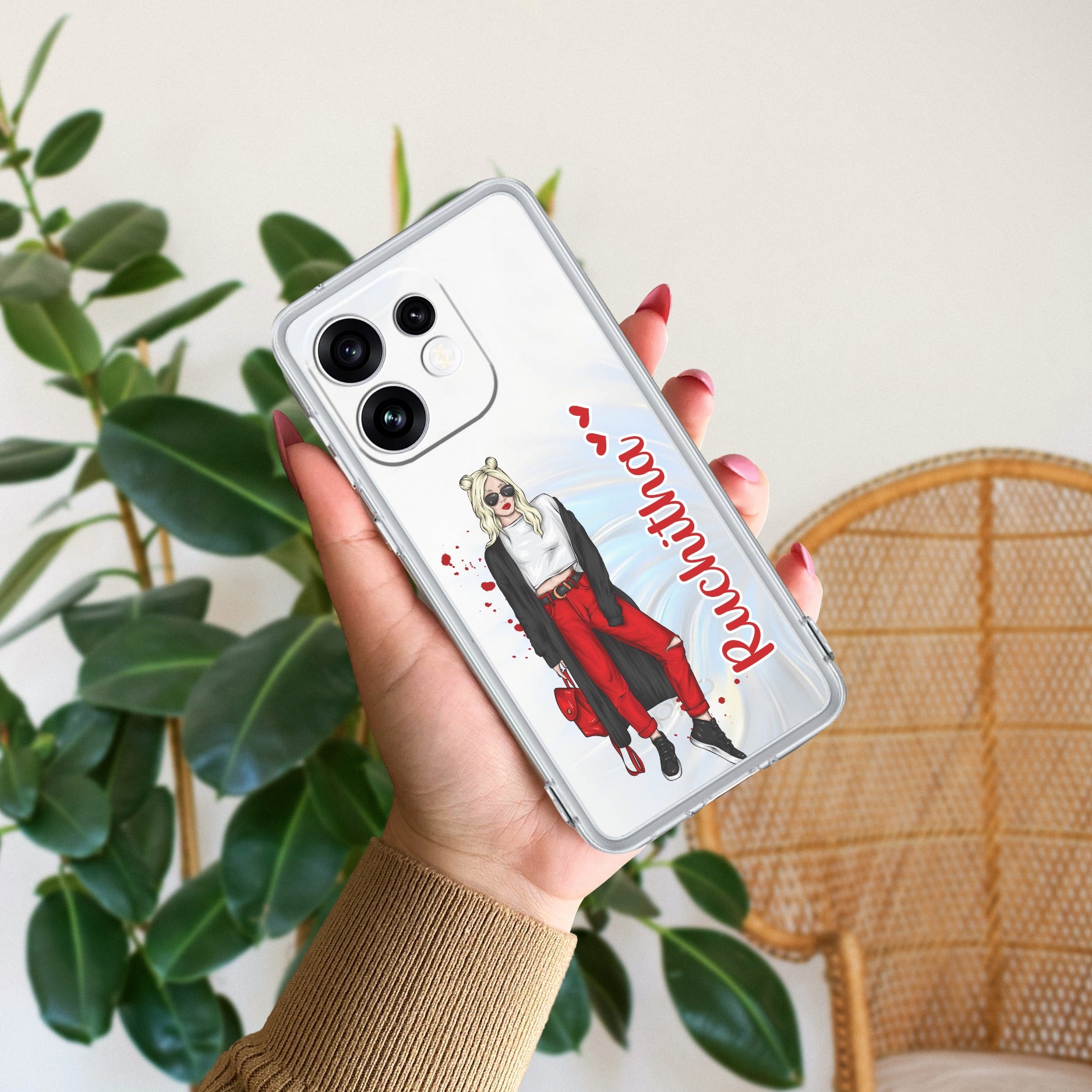 Attitude Girl Customize Anti Yellow Case For Oppo Reno 16 5G