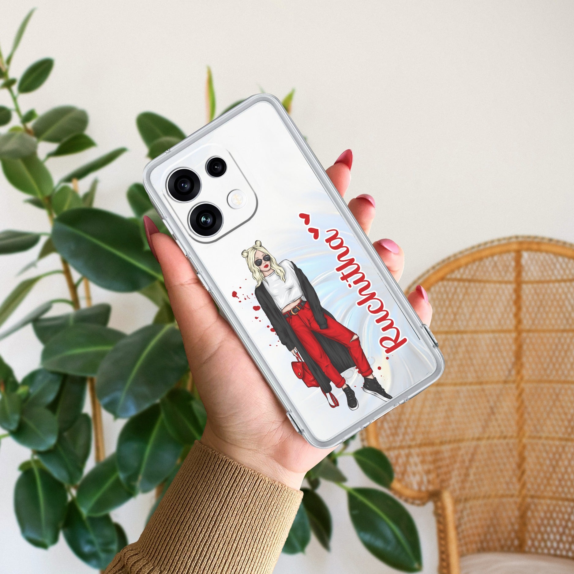Attitude Girl Customize Anti Yellow Case For Oppo Reno 16C 5G