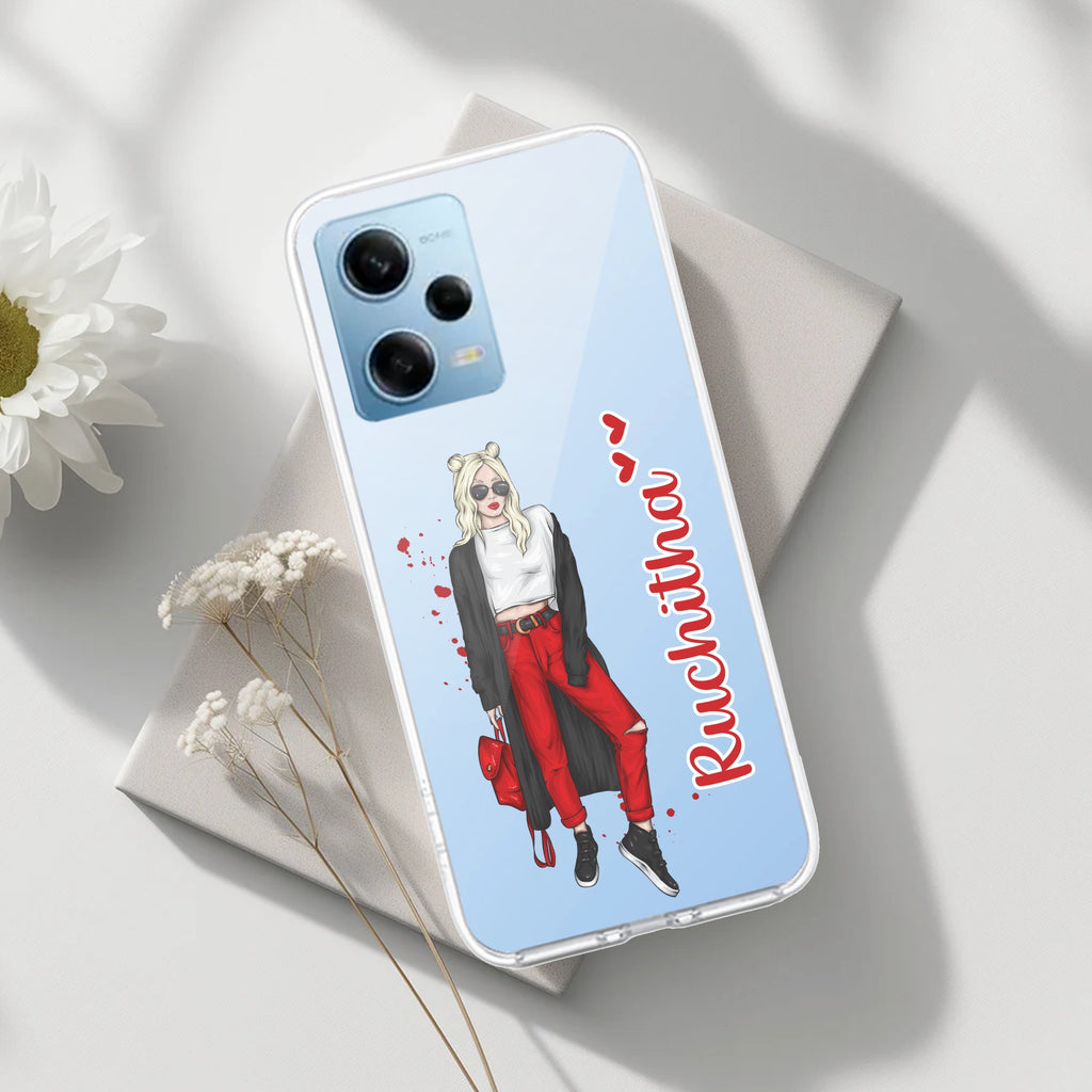 Attitude Girl Customize Transparent Silicon Case For Redmi Note 12 5G