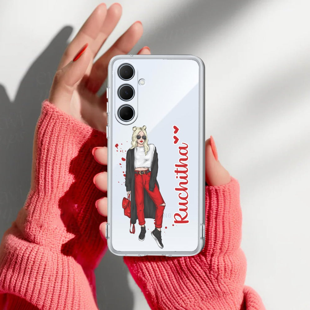 Attitude Girl Customize Transparent Silicon Case For Samsung