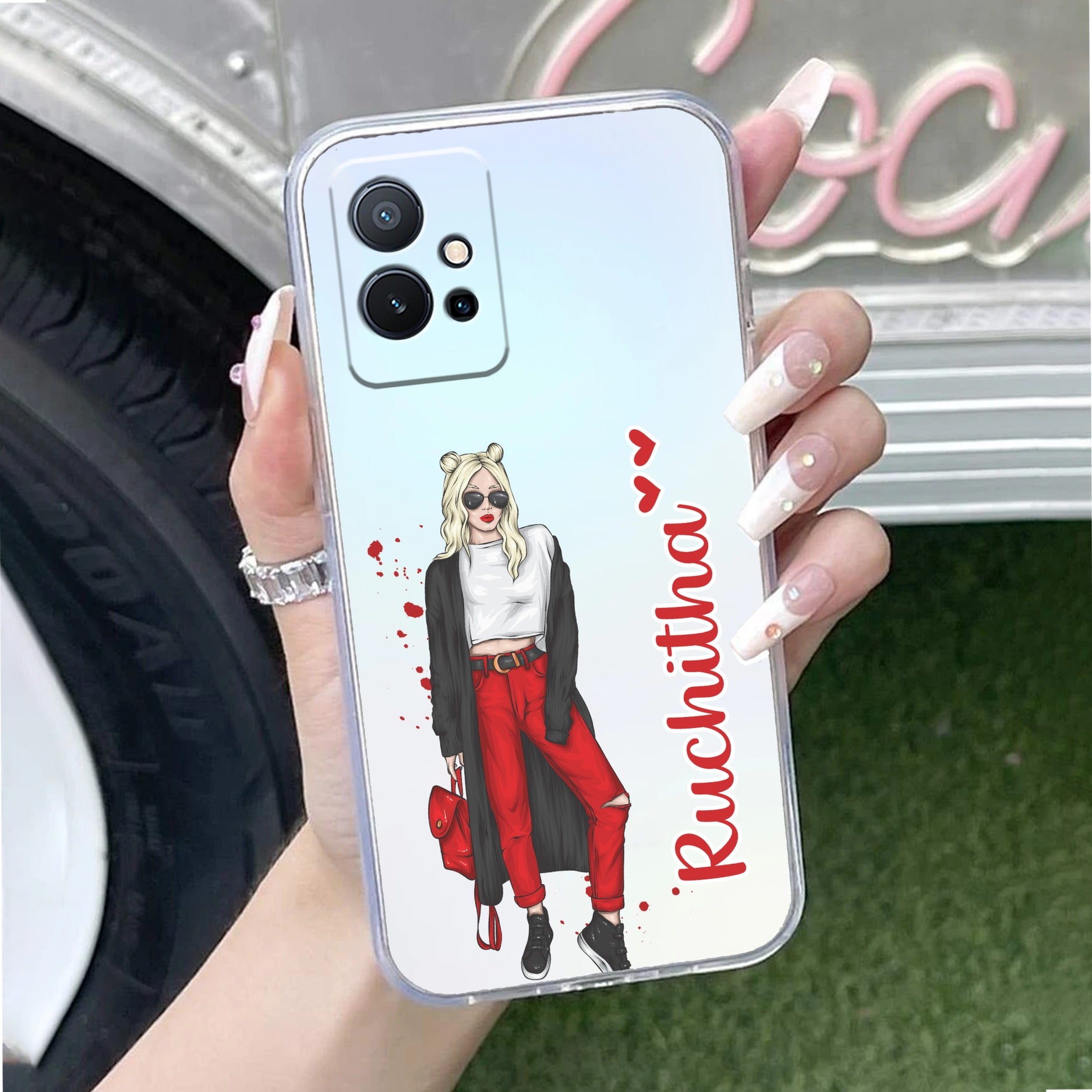 Attitude Girl Customize Transparent Silicon Case For Vivo T1 5G