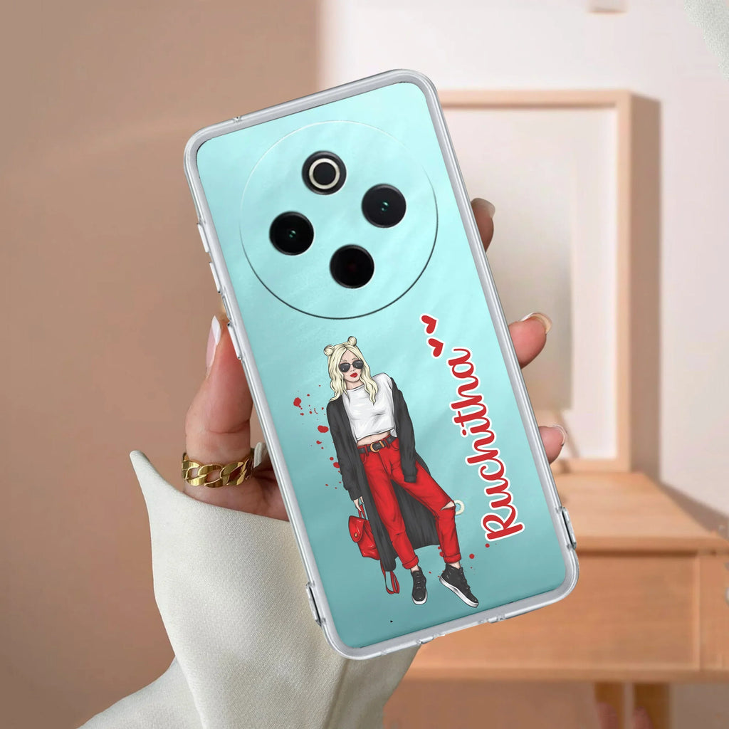 Attitude Girl Customize Transparent Silicon Case For Vivo Y58 5G