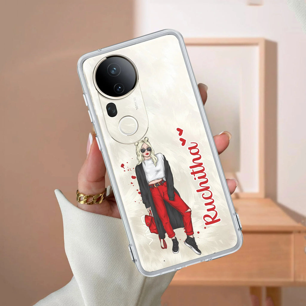 Attitude Girl Customize Transparent Silicon Case For Vivo V20 SE