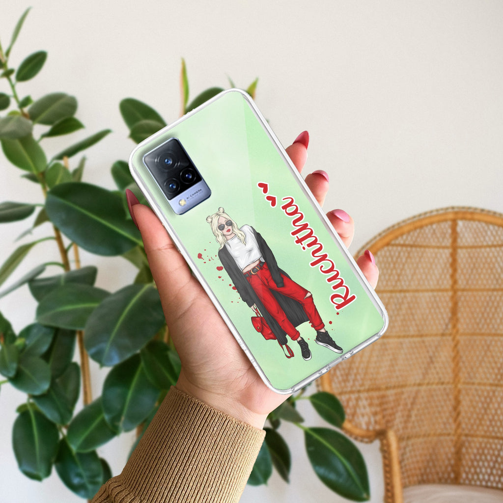 Attitude Girl Customize Transparent Silicon Case For Vivo V21 5G