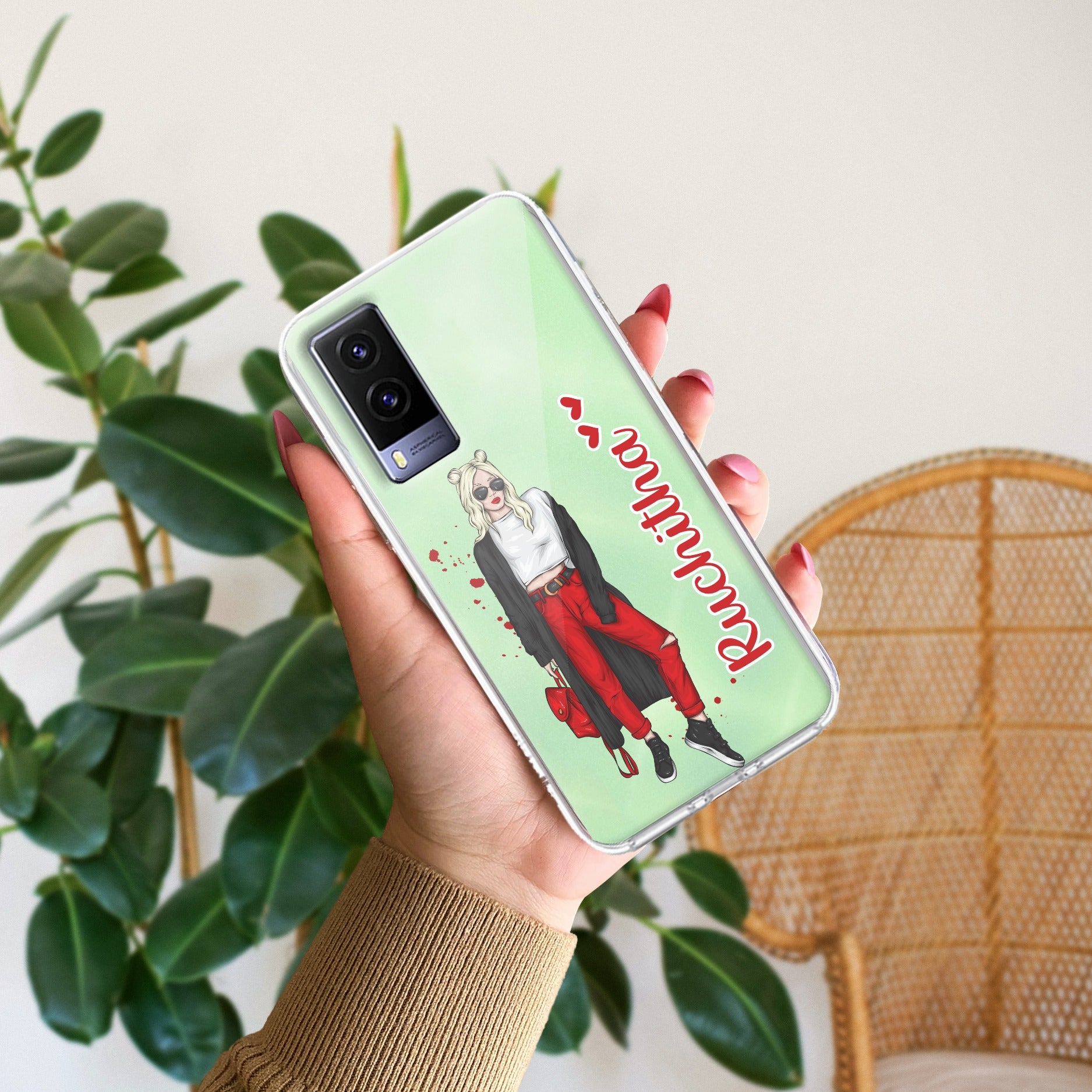 Attitude Girl Customize Transparent Silicon Case For Vivo V21e 5G