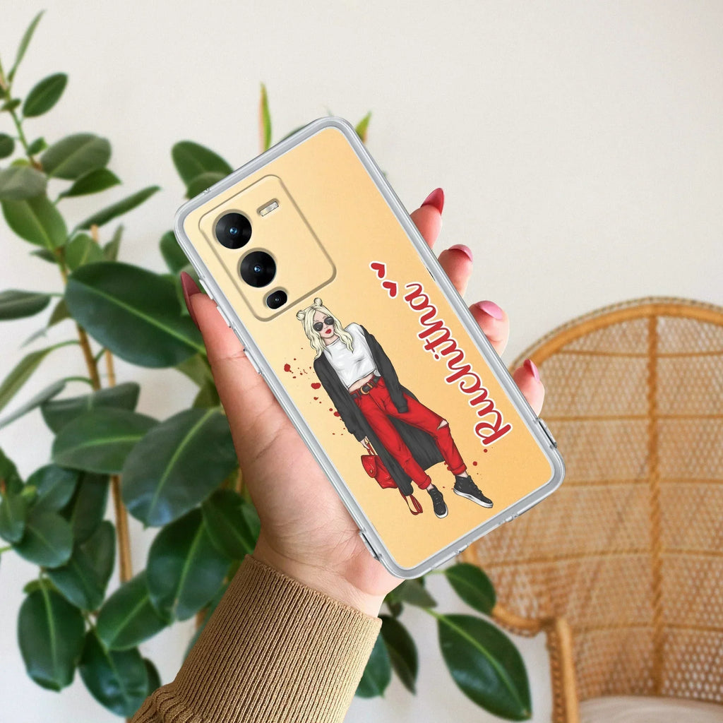 Attitude Girl Customize Transparent Silicon Case For Vivo V25 Pro 5G