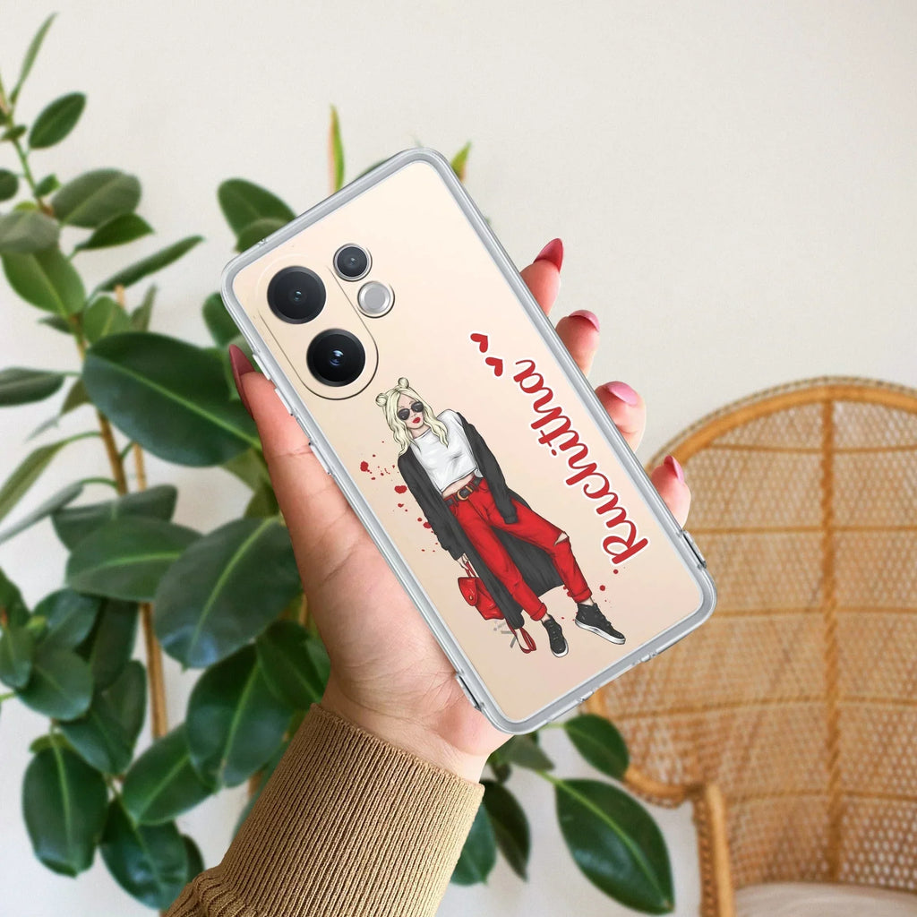 Attitude Girl Customize Transparent Silicon Case For Vivo V29E 5G