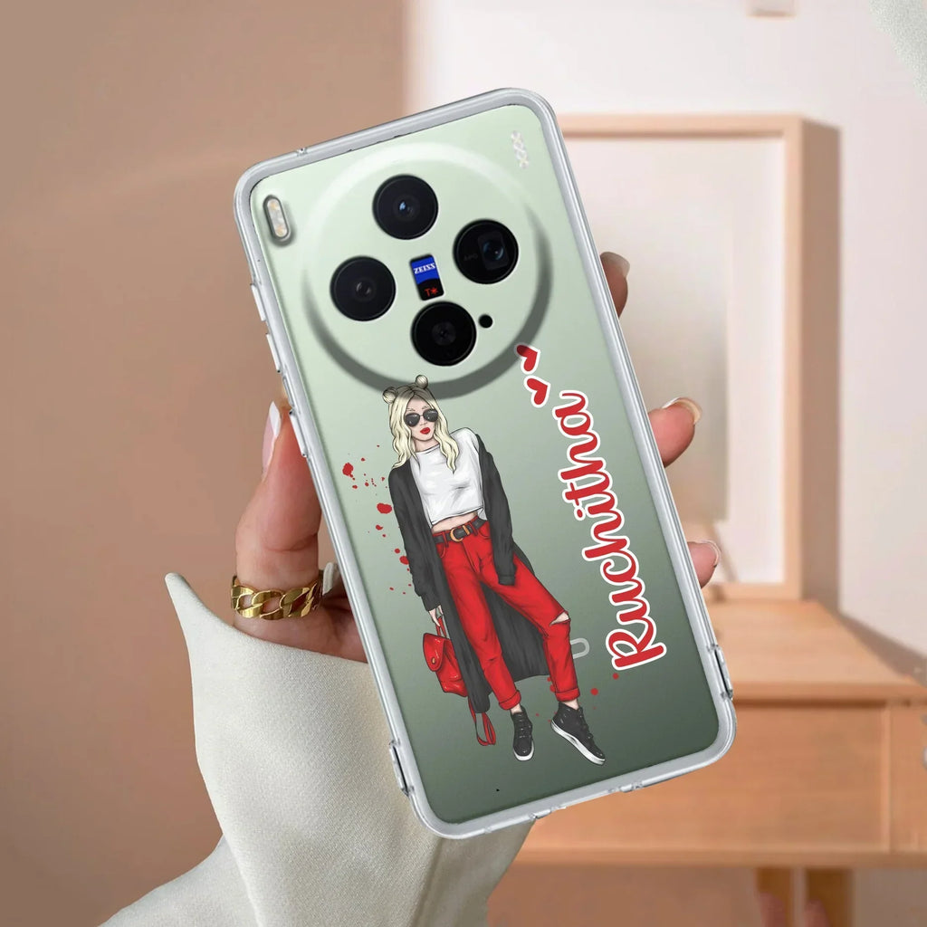 Attitude Girl Customize Transparent Silicon Case For Vivo X300 Pro 5G