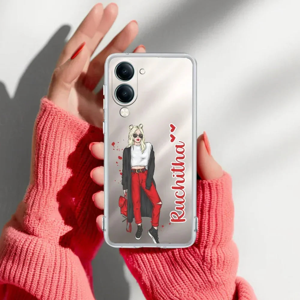 Attitude Girl Customize Transparent Silicon Case For Vivo Y27 4G