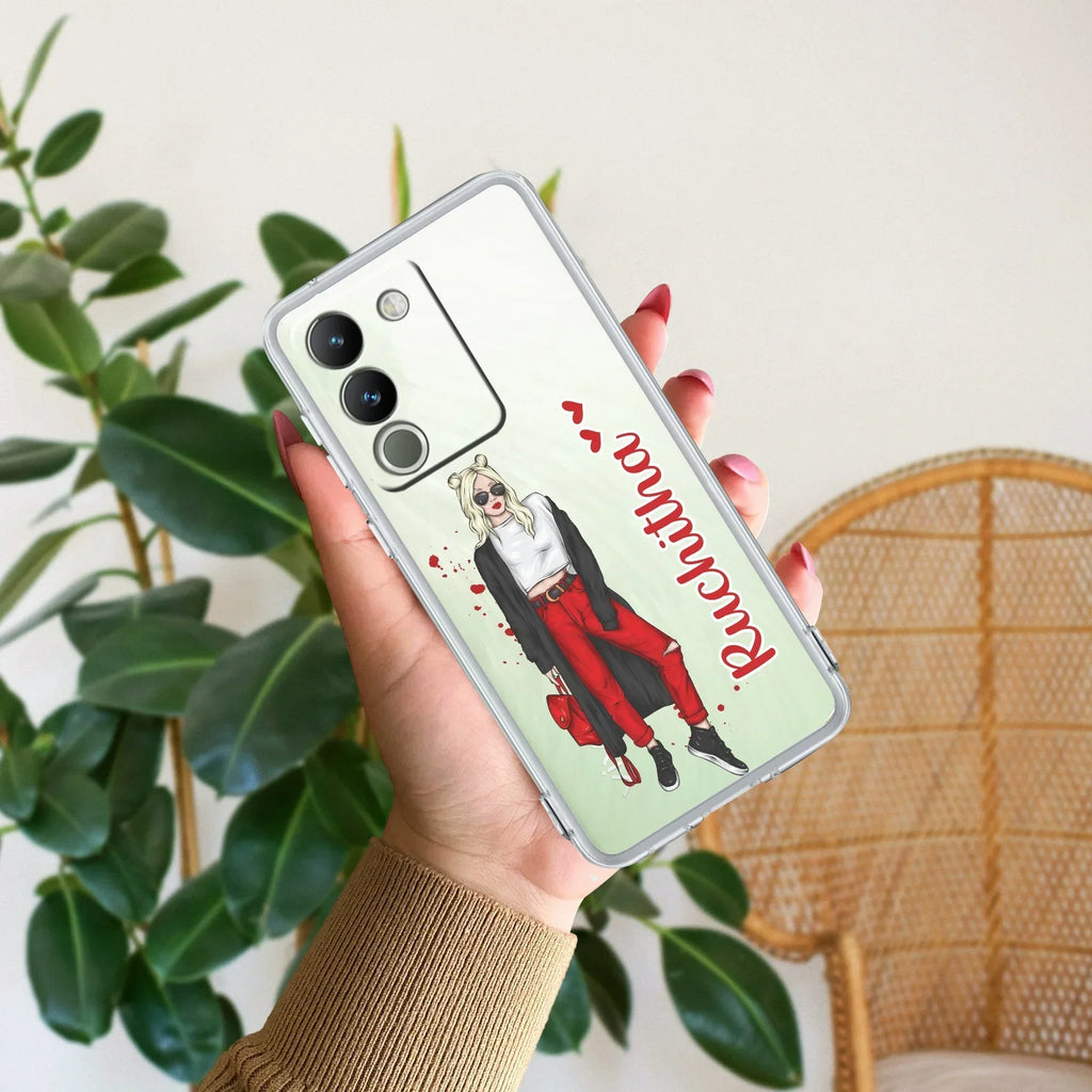Attitude Girl Customize Transparent Silicon Case For Vivo Y19 5G