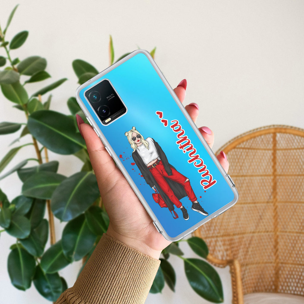 Attitude Girl Customize Transparent Silicon Case For Vivo T1x