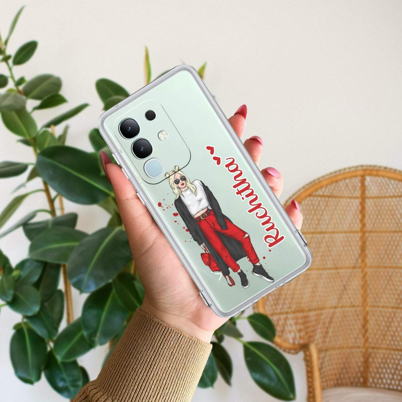 Attitude Girl Customize Transparent Silicon Case For Vivo Y31 5G