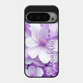 Awesome Purple Floral Glossy Customised Metal Case Cover For Google Pixel 9 Pro 5G