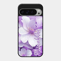 Awesome Purple Floral Glossy Customised Metal Case Cover For Google Pixel 9 Pro Xl