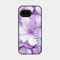 Awesome Purple Floral Glossy Customised Metal Case Cover For Google Pixel 9A 5G