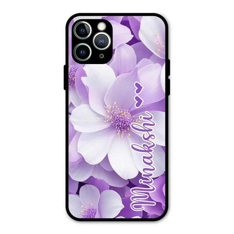 Awesome Purple Floral Glossy Customised Metal Case Cover For iPhone 11 Pro Max