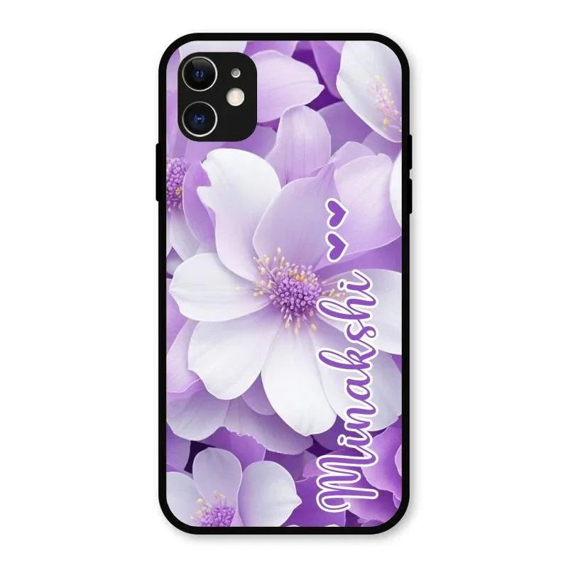 Awesome Purple Floral Glossy Customised Metal Case Cover For iPhone 11