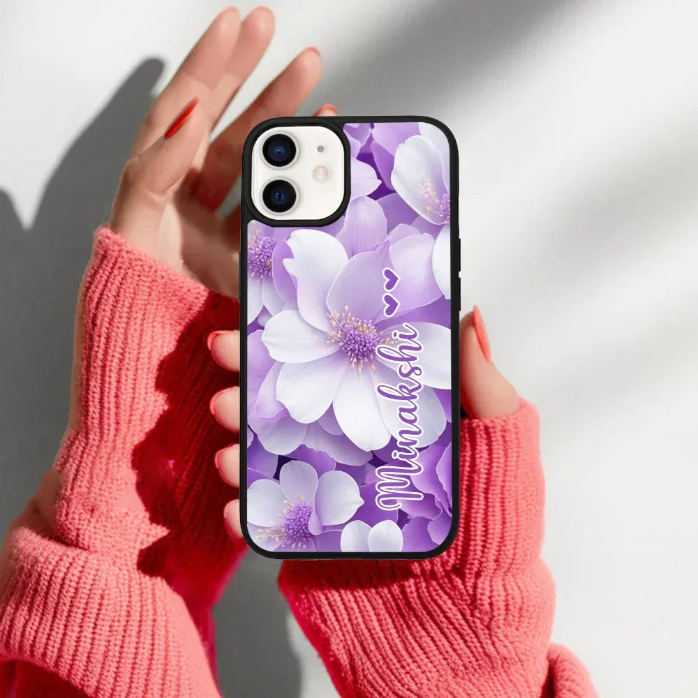 Awesome Purple Floral Glossy Customised Metal Case Cover For iPhone - ShopOnCliQ