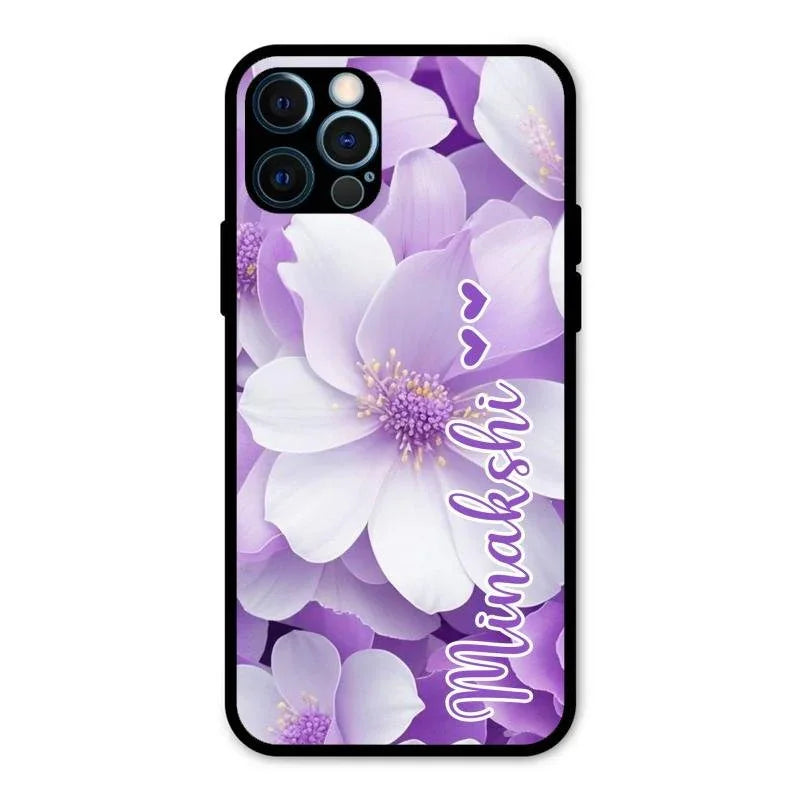Awesome Purple Floral Glossy Customised Metal Case Cover For iPhone 12 Pro Max