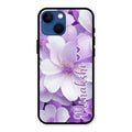 Awesome Purple Floral Glossy Customised Metal Case Cover For iPhone 13 mini