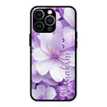 Awesome Purple Floral Glossy Customised Metal Case Cover For iPhone 13 Pro