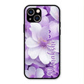 Awesome Purple Floral Glossy Customised Metal Case Cover For iPhone 13