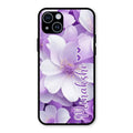 Awesome Purple Floral Glossy Customised Metal Case Cover For iPhone 14 Plus