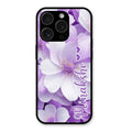 Awesome Purple Floral Glossy Customised Metal Case Cover For iPhone 15 Pro