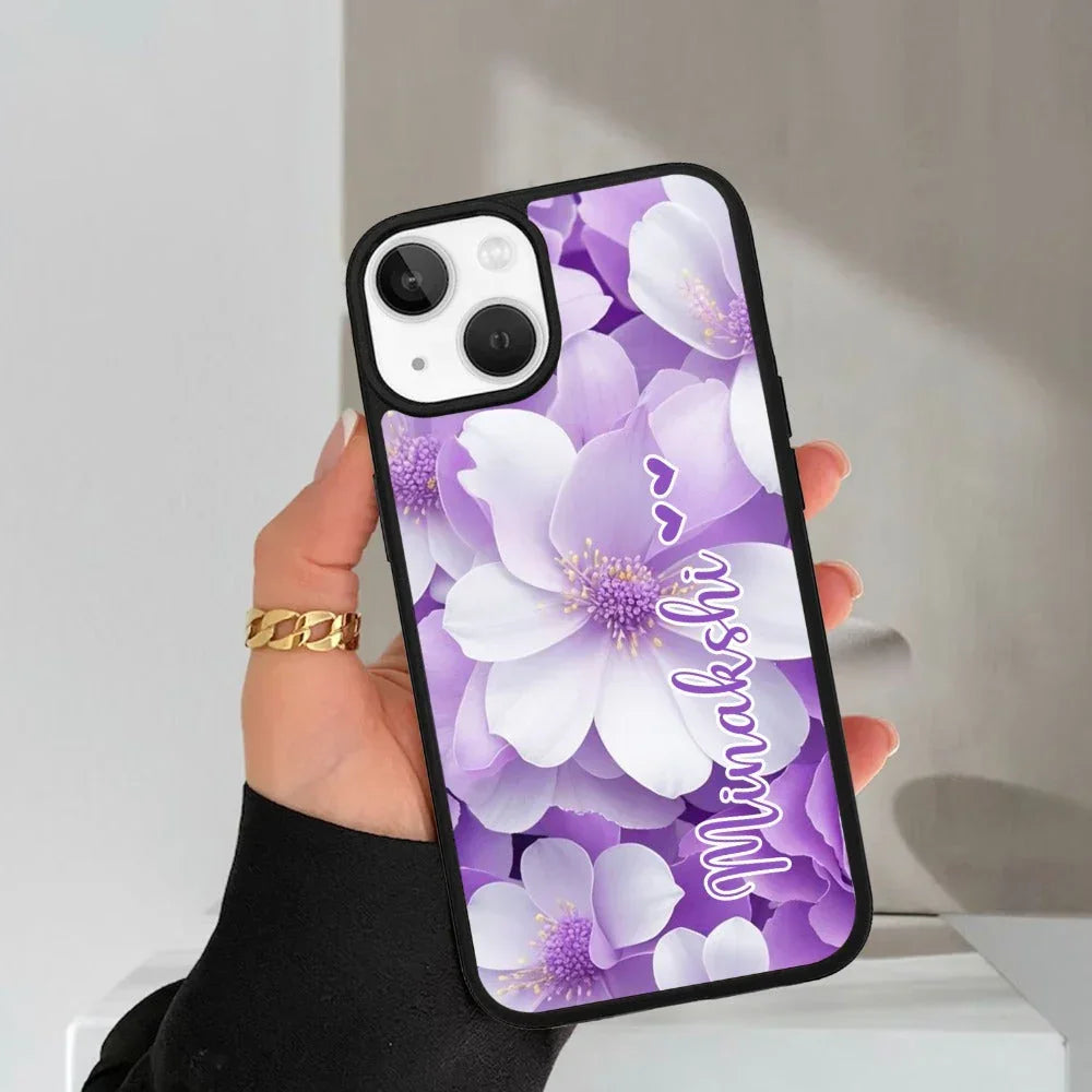 Awesome Purple Floral Glossy Customised Metal Case Cover For iPhone - ShopOnCliQ