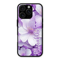 Awesome Purple Floral Glossy Customised Metal Case Cover For iPhone 16 Pro Max
