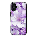 Awesome Purple Floral Glossy Customised Metal Case Cover For iPhone 16