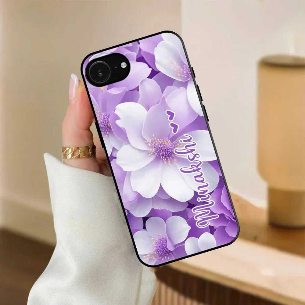 Awesome Purple Floral Glossy Customised Metal Case Cover For iPhone - ShopOnCliQ
