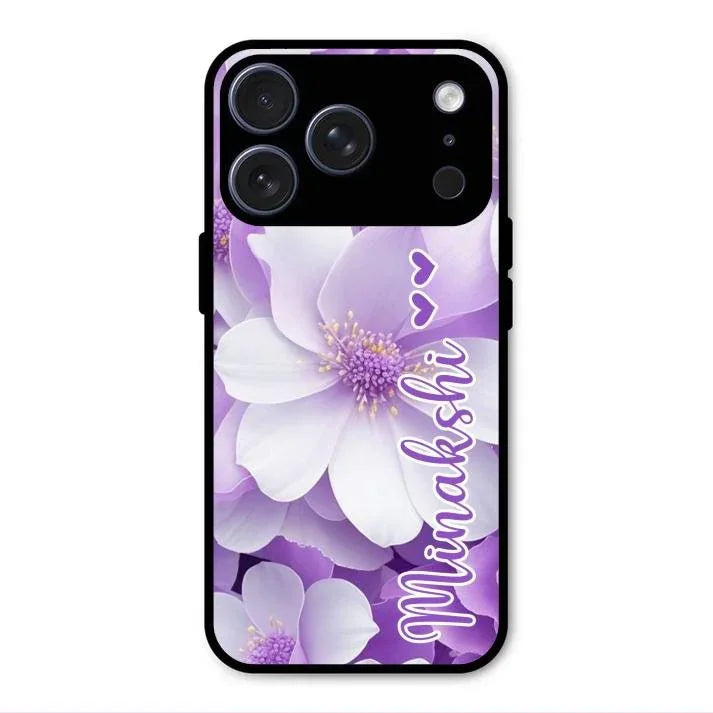 Awesome Purple Floral Glossy Customised Metal Case Cover For iPhone 17 Pro Max