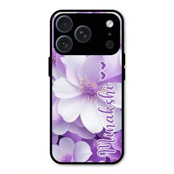 Awesome Purple Floral Glossy Customised Metal Case Cover For iPhone 17 Pro