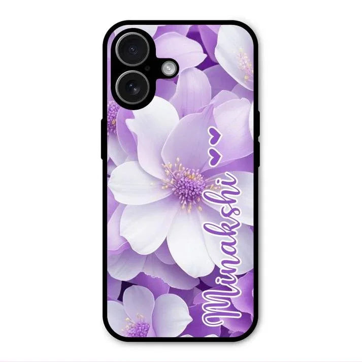 Awesome Purple Floral Glossy Customised Metal Case Cover For iPhone 17