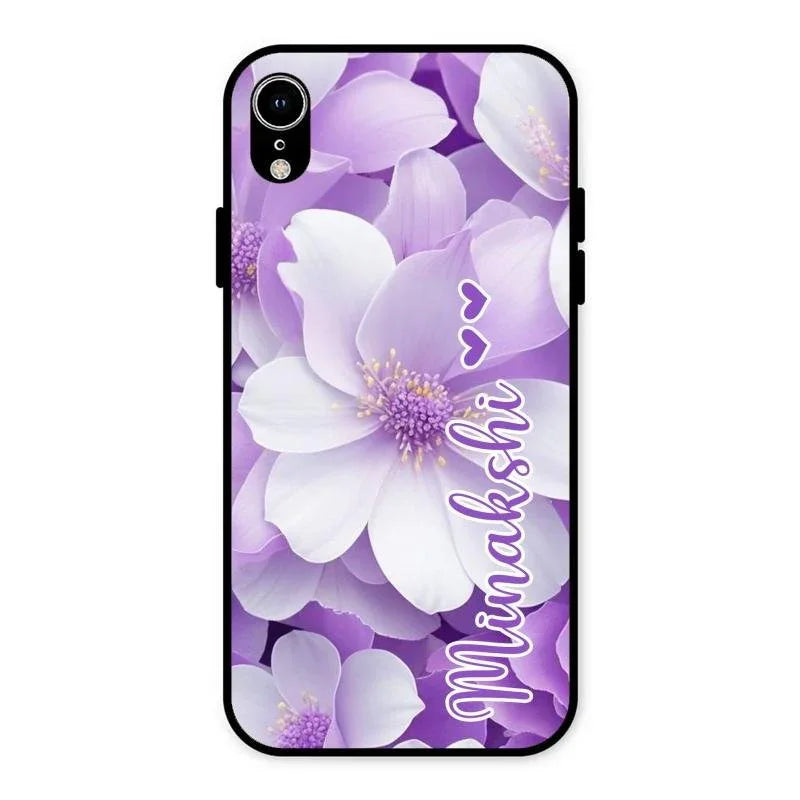 Awesome Purple Floral Glossy Customised Metal Case Cover For iPhone XR