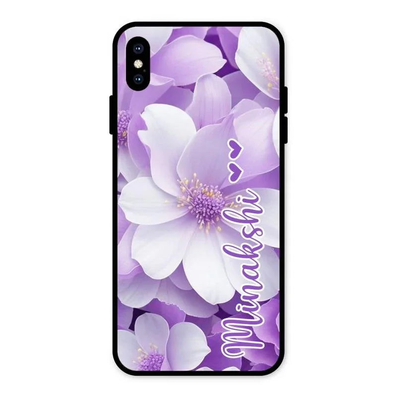 Awesome Purple Floral Glossy Customised Metal Case Cover For iPhone XS Max