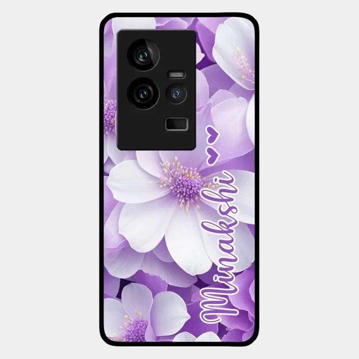 Awesome Purple Floral Glossy Customised Metal Case Cover For Iqoo 11 5G
