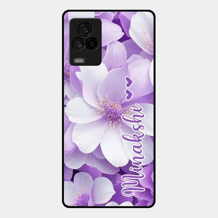 Awesome Purple Floral Glossy Customised Metal Case Cover For Iqoo 7 Legend 5G