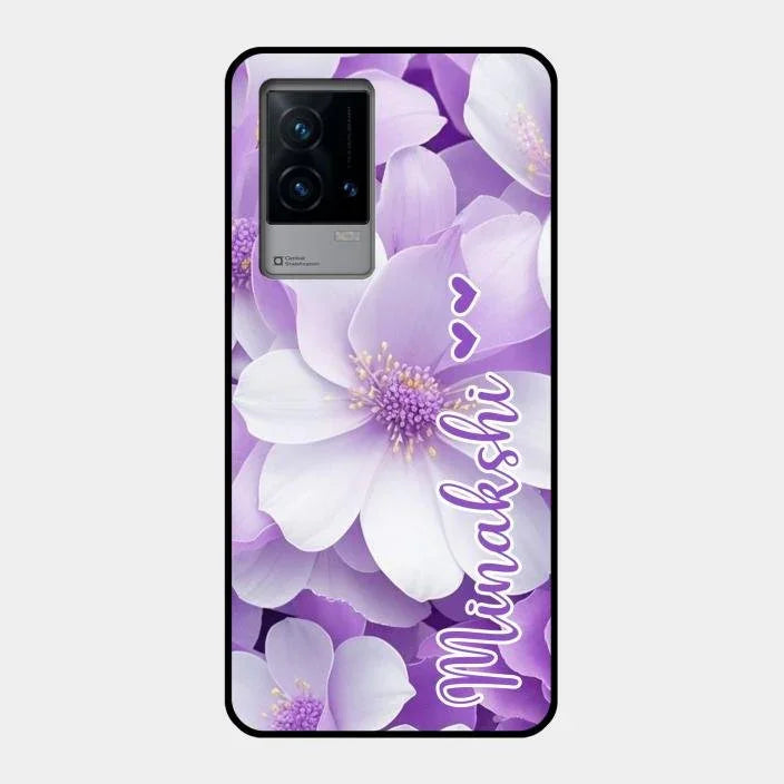 Awesome Purple Floral Glossy Customised Metal Case Cover For Iqoo 9 5G