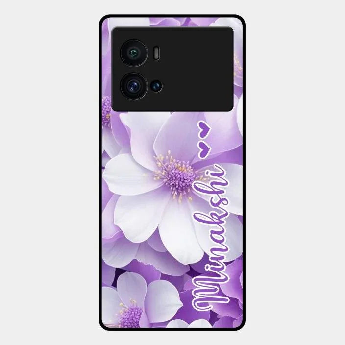 Awesome Purple Floral Glossy Customised Metal Case Cover For Iqoo 9 Pro 5G