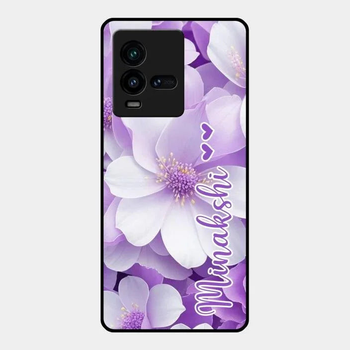 Awesome Purple Floral Glossy Customised Metal Case Cover For Iqoo 9T 5G