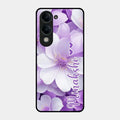 Awesome Purple Floral Glossy Customised Metal Case Cover For Iqoo Z10 Lite