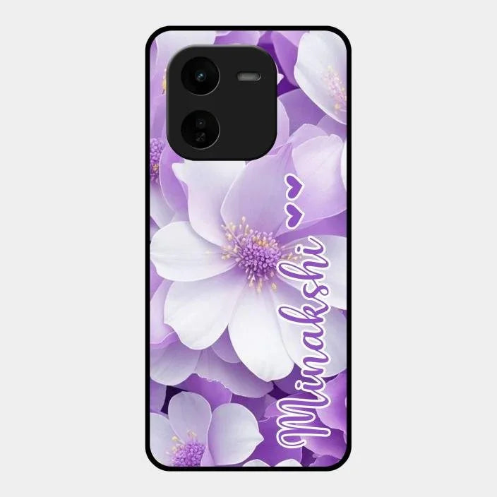 Awesome Purple Floral Glossy Customised Metal Case Cover For Iqoo Z9X 5G