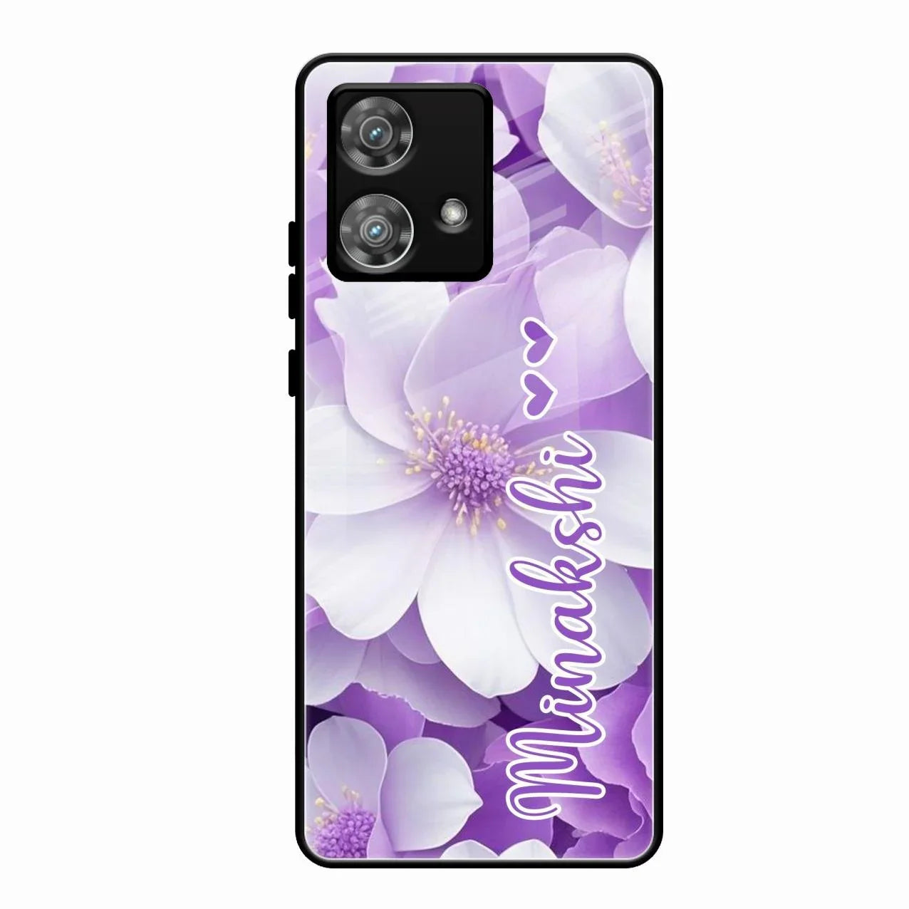 Awesome Purple Floral Glossy Customised Metal Case Cover For Motorola Edge 40 5G