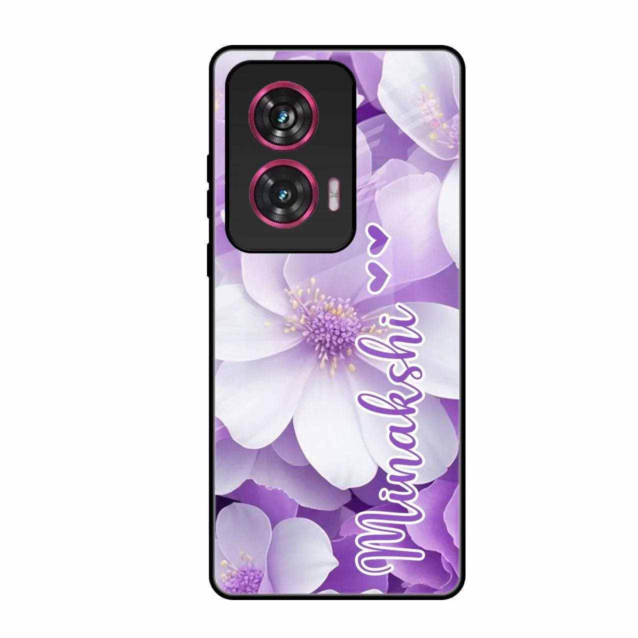 Awesome Purple Floral Glossy Customised Metal Case Cover For Motorola Edge 50 Fusion 5G